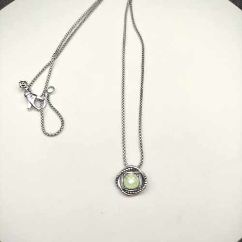 David Yurman 主石7Mm纽线四方钻项链绿钻。链条粗1.5Mm，长度45+5Cm延迟链 编号Dyxl-107