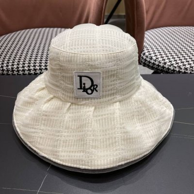 Dior迪奥2025春夏新款渔夫帽子女大头围显脸小日系泡 泡纱遞阳防晒太阳帽潮