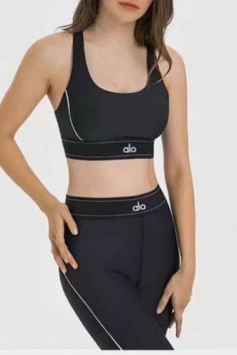 Alo新款高弹力健身长款瑜伽服运动套装~小背心修身提臀显瘦打底裤 s M L Xl
