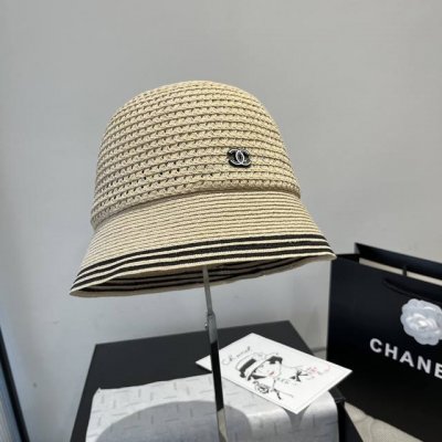 Chanel香奈儿草编渔夫帽，名媛风，头围57Cm