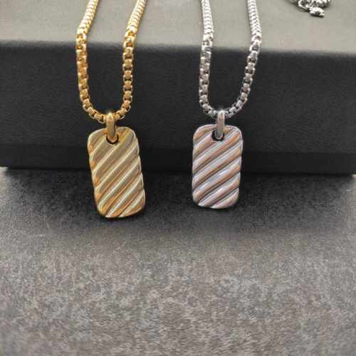David Yurman 方牌波浪项链。链条粗3Mm，长度50+5Cm 编号Dyxl-111-112