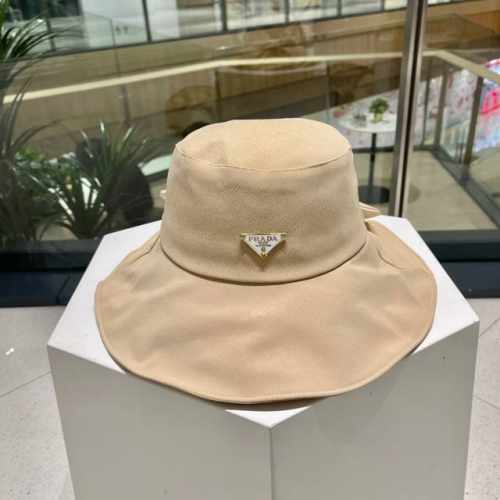 p80 Prada普拉达帽子女时尚蝴蝶结渔夫帽夏季大檐遮阳帽出游遮脸户外防晒帽太阳帽