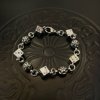专柜原本Chrome Hearts 克罗心十字架*骰子手链 进口电镀工艺 精工品质 纯手工打造 正品开模潮流时尚必备 男女均可佩戴 情侣款同款 摇滚朋克泰银风格