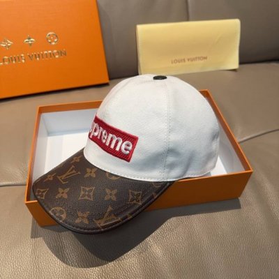 配盒子布袋 Lv 路易威登 新款原单棒球帽 老花拼接 1:1开模订制 原版帆布面料+专柜老花皮 重工刺绣 做工细致完美 质量超赞 基础头围56 贴片可调节