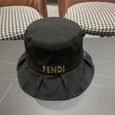 芬迪Fendi荷叶边显脸小渔夫帽子女春夏季蝴蝶结纯 色遞阳帽出游防晒帽