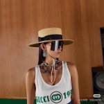 gucci古奇平顶麦秆草礼帽 高级定制