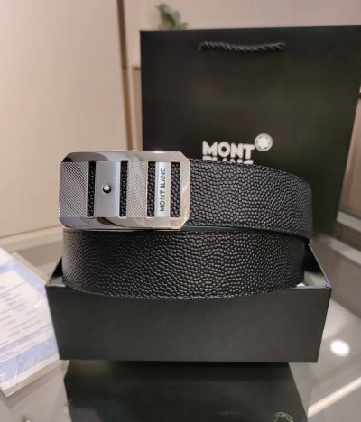 特 万宝龙男士自动腰带- 宽度34Mm 精品钢扣 精工打造 手感柔软 长短可以裁剪