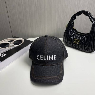 配防尘袋、赛琳Celine新款洗水牛仔刺绣棒球帽，最好品质的，休闲大方，简约时尚，大家自己对比哦