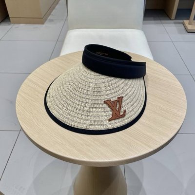 路易威登棒球帽 Louisvuitton户外防晒帽子遮阳帽夏季天草帽防紫外线发箍式太阳帽简约空顶帽女
