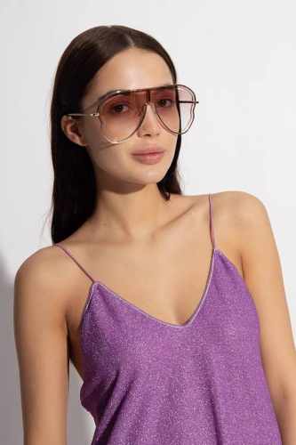 miumiu谬谬 2025新款 欧美复古超大框金属朋克风连体太阳眼镜女圆脸蛤蟆镜嘻哈蹦迪墨镜