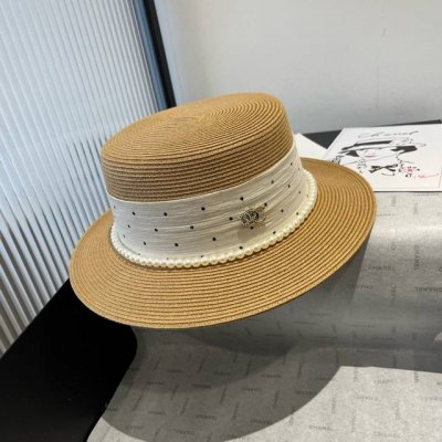 chanel香奈儿新款平顶礼帽 台湾pp草 头围57Cm