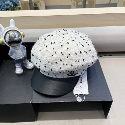 Chanel 小香风皮檐八角贝雷帽女秋冬新款时尚气质画家帽韩版复古百搭帽子