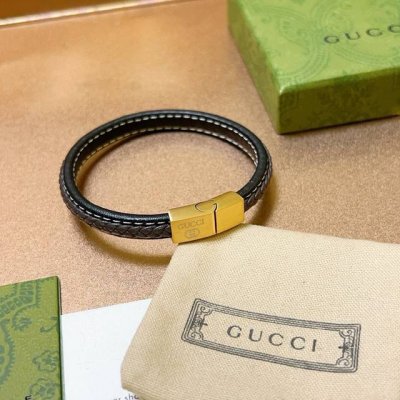 新品发售 古驰手绳手环最新款纯手工头层牛皮材质档次更高明星同款Anger Forest系列双G经典款系列复古银手链手绳 细节对版做旧处理 非市面亮面版型 这款一