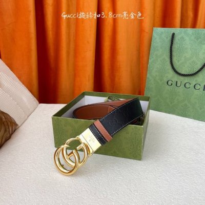 gucci新款压花腰带 一面经典压花一面进口平纹 搭配专柜精品旋转扣 两面可用 宽3.8Cm