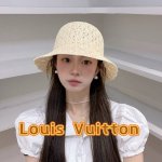 lv路易威登韩国镂空薄款透气圆顶盆帽女编织渔夫帽春夏纯色系水桶帽宽檐遮阳