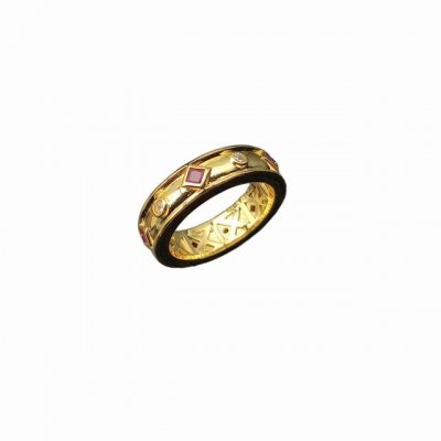 david Yurman 金色镶宝石文艺复兴乐队戒指 红钻 尺寸 美号 6-7-8-9 四个号 编号 Dyjz-112