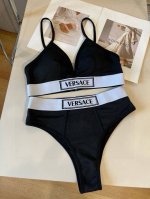 versac*新款织带比基尼分体泳衣套装 黑色白色