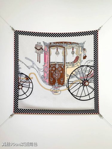 Shms2518 18姆米双面 90X90Cm斜纹真丝 爱马仕 皇家马车