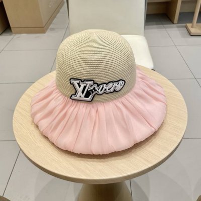 路易威登棒球帽 Louisvuitton2025新款蝴蝶结渔夫帽子女夏季遮阳防晒大檐太阳草帽可折叠潮