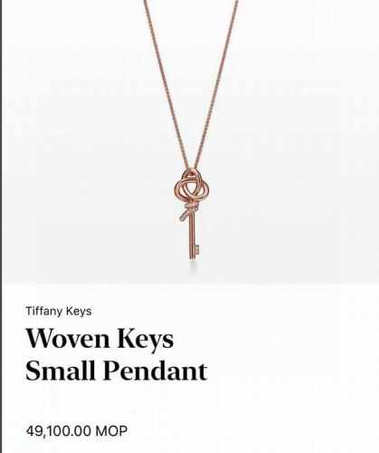 Tiffany Keys 系列全球限量款 Woven ，精工细作，咪金电镀，Cnc刻字， 半钻钥匙项链、Tiffany Keys 系列Woven 钥匙项链，及T