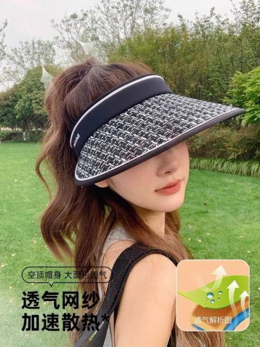Balenciaga巴黎世家新款防晒帽子女款防紫外线萎形格空顶 太阳冰丝夏天骑车遮阳帽