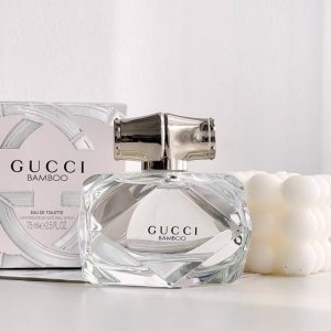 专柜品质 gucci Bamboo 古驰竹韵高雅魅力女士持久淡香水 这款香水的竹节瓶身设计真的是炒鸡好看呢 银色竹节瓶盖 加上瓶身采用钻石切割形状 配上淡粉红色