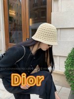 dior 双面手工针织草编帽 街拍经典小众高质感双面渔夫帽