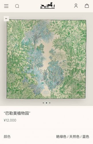Shms2526 18姆米双面 90X90Cm斜纹真丝 爱马仕巴勒莫植物园
