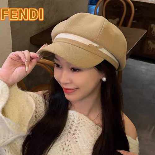 芬迪Fendi复古气质显脸小八角帽女春秋款户外出游素颜百搭贝雷帽潮
