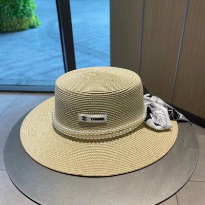 chanel香奈儿 新款草编珍珠丝带款草帽礼帽细节控，简约大方，百搭单品～出街首选，新款帽型超美腻