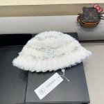 Chanel时尚毛绒渔夫帽子女秋冬天保暖混色百搭复古显脸小盆帽条纹水桶帽