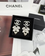 chanel 金银色麦穗钻 爱心吊坠 耳环