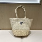 prada普拉达优袋库菜篮子编织包女2025夏海边度假沙滩草编包大容量单肩水桶包包尺寸：上宽40X 下宽23X 30Cm