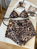 d&G杜嘉班纳新款织带比基尼分体泳衣套装 黑色白色
