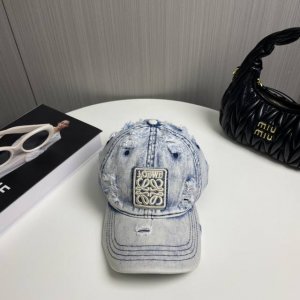 loewe罗意威新款洗水牛仔棒球帽 经典罗意威刺绣标志 男女同款 百搭透气 四季可佩戴