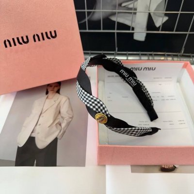 配包装盒 miumiu新款字母千鸟格发箍 简单优雅 实用百搭 值得入手
