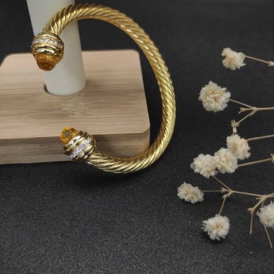 david Yurman 7Mm金色镶嵌石黄钻头手镯。建议适合佩戴的手围16-20Cm 编号Dysz-125