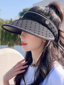 prada普拉达 发箍式空顶帽子女士夏天户外防晒太阳帽无顶防紫 外线遮脸时尚百搭