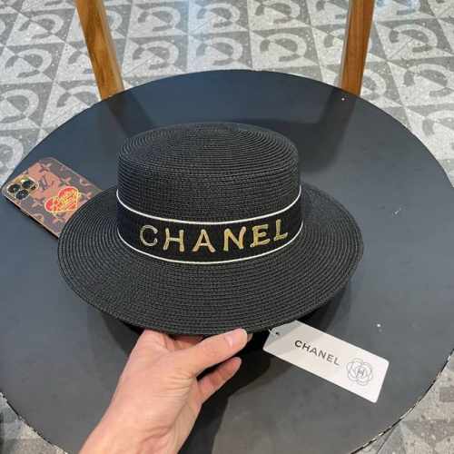 Chanel香奈儿 2024的新款平顶草帽，沙滩风，简约大方，百搭单品～出街首选，