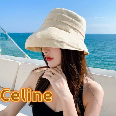 P80 Celine塞琳法式赫本风帽子女夏沙滩渔夫帽显脸小防晒帽盆帽大头围遮阳帽