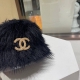 Chanel香奈儿兔毛针织帽女秋冬韩版显脸小纯色百搭盆帽长毛绒时尚洋气毛线盆帽
