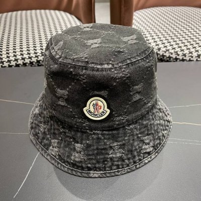 Moncler蒙口 复古水洗牛仔渔夫帽女春夏百搭显脸小户外遮 阳帽小熊可爱水桶盆帽