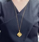 V金镀咪金 Cnc扣头 Vca高级车花大号四叶草项链版型超级正 正版细节 市面上很多版都是错的 光泽非常好 果断自留