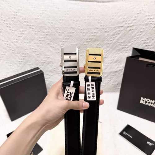 mont Blanc 全新万宝龙男士自动扣腰带 3.5Cm宽 牛皮材质轻盈 可自由裁剪 纯钢扣五金材质 商务男士的首选 满足日常所有场合