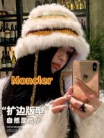 Moncler彩色兔毛针织帽女秋冬季拼接保暖毛线帽韩版甜美可爱盆帽女醒狮帽