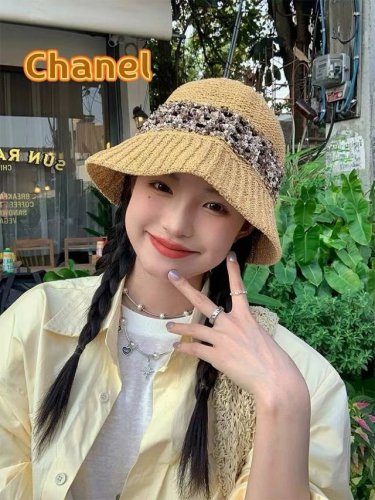 Chanel 香奈儿日系镂空编织渔夫帽子女春夏季2025新款遮阳防晒大头围韩版显脸