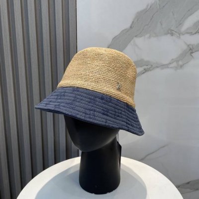 lv路易威登进口拉菲草拼色 盆帽简约不失庄重 低调奢华 极具造型感 ！ 渔夫帽款式设计 ，真心好看也百搭