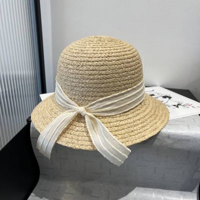 120￥ 缪缪Miumiu拉菲草帽，蝴蝶结小礼帽，头围57Cm