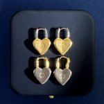 耳环Gv92 纪梵希Givenchy时尚设计金银拼色爱心锁头造型耳环 黄铜材料电镀18K金 2个色 重约8.3G 尺寸约2.23Cm*1.49Cm*0.4Cm