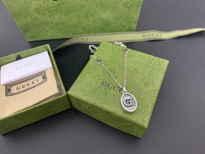 到货 Gucci 古驰 双G扭纹做旧椭圆项链 长度：60Cm 编号：E0545713